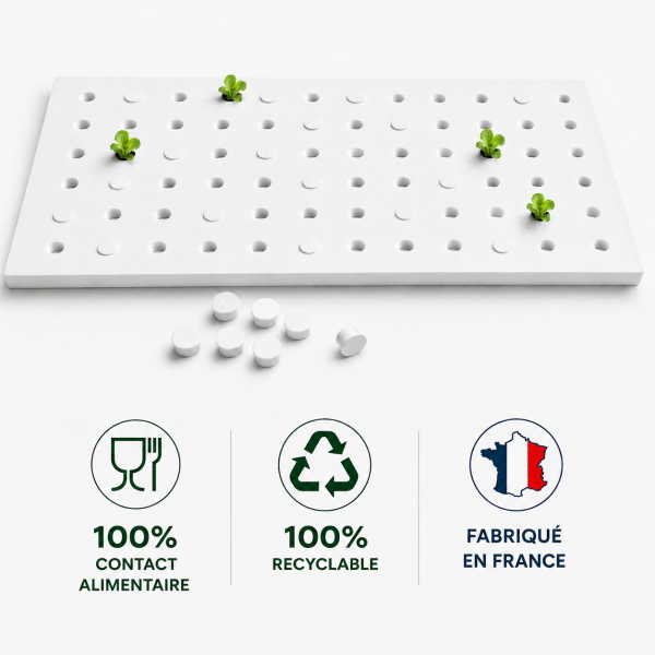 Plaque DWC alimentaire (1 à 84 trous) – 118×49 cm